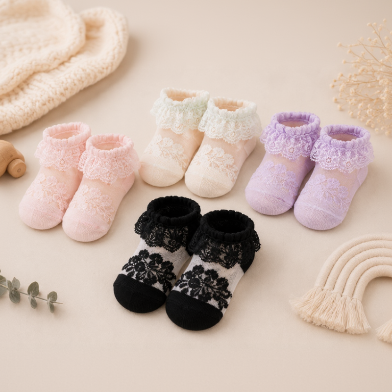 BabyBliss – Wygodne i lekkie – skarpetki z koronką dla niemowląt
