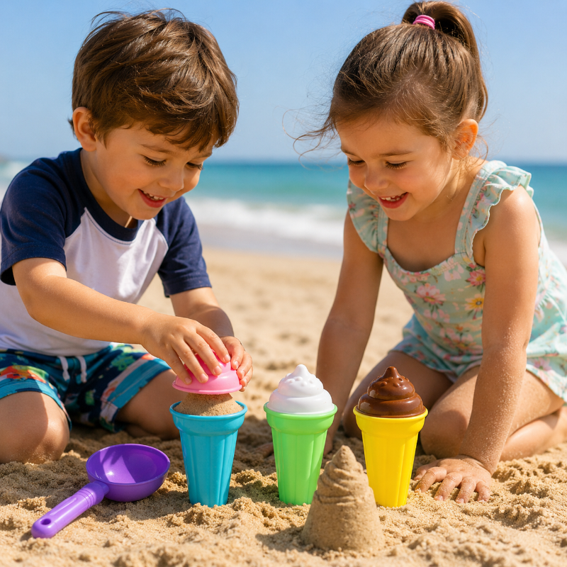 BeachFun – Zabawa w piasku i kreatywność – zestaw do zabawy „Piasek, lody, łopatka”