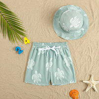 Thumbnail for Beach Set – Kolorowe i stylowe – kąpielówki z nadrukiem i czapka