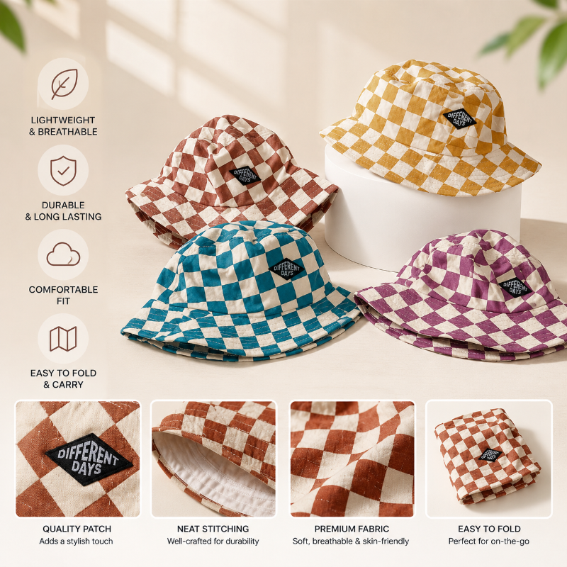 Bucket Hat – Uroczy i chroniący – dziecięcy kapelusz w kratkę