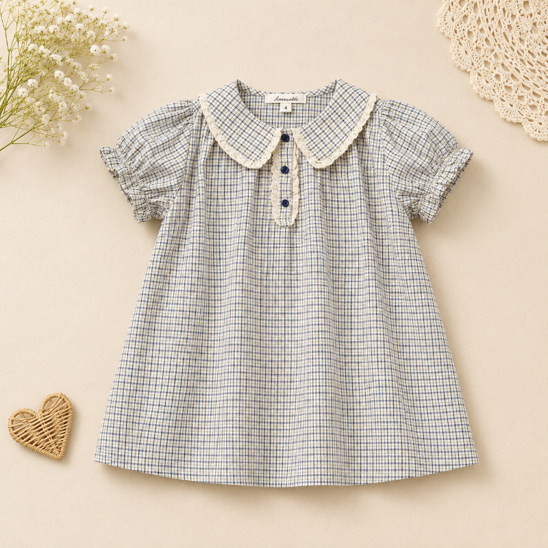 Short Sleeve Embroidery Dress – Elegancja i wygoda – sukienka dla dziewczynek w stylu butikowym