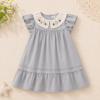 Thumbnail for Short Sleeve Embroidery Dress – Elegancja i wygoda – sukienka dla dziewczynek w stylu butikowym
