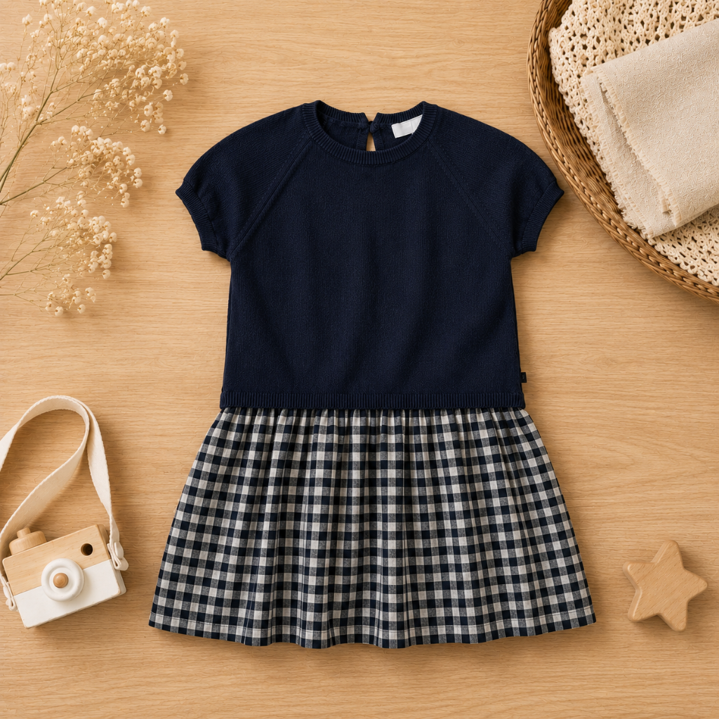 Plaid Patchwork Dress – Modna i zwiewna – sukienka w kratkę