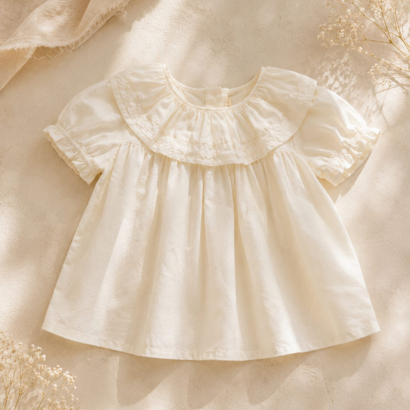 Ruffle Collar Top – Elegancka i wygodna – bluzka z ozdobnym kołnierzykiem i bufiastymi rękawami