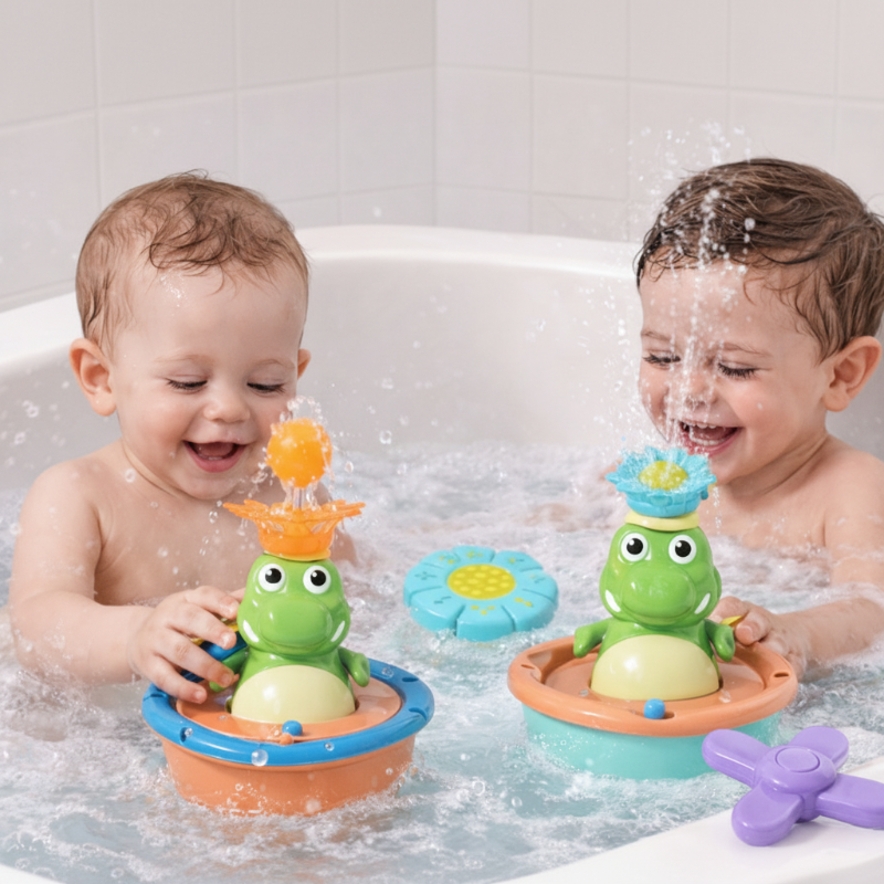 Light Up Crocodile Bath Toy – Zabawa interaktywna i wodna – Zabawki do kąpieli „Krokodylowa fontanna”