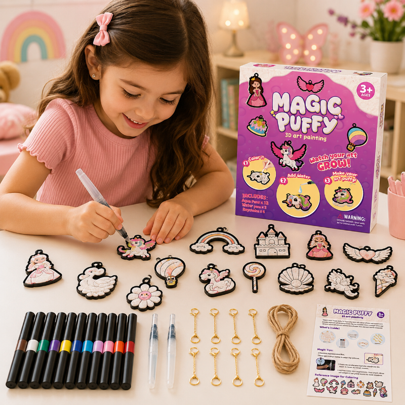 Magic Puff Paint – Kreatywne i interaktywne – zestaw do rękodzieła z magiczną piankową konsystencją