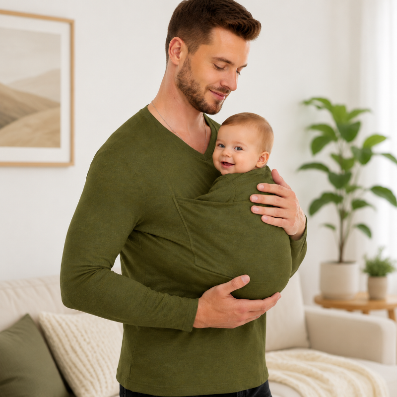 Kangaroo Pocket Shirt – Komfort i wygoda – koszulka z nosidełkiem dla mężczyzn