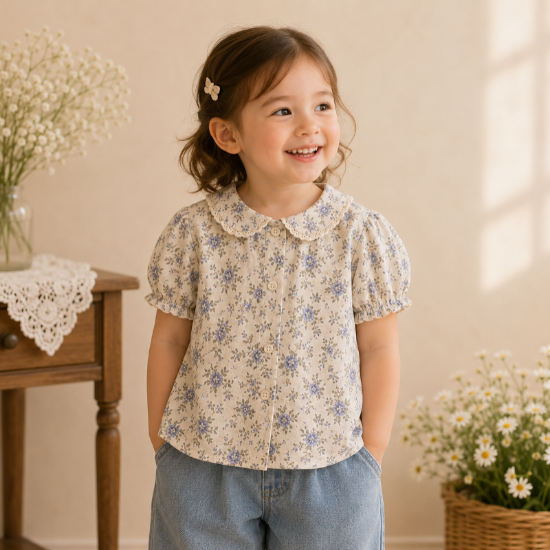 Girls Summer Fashion Top – Lekka i wygodna – bluzka dla dziewczynek w stylu vintage