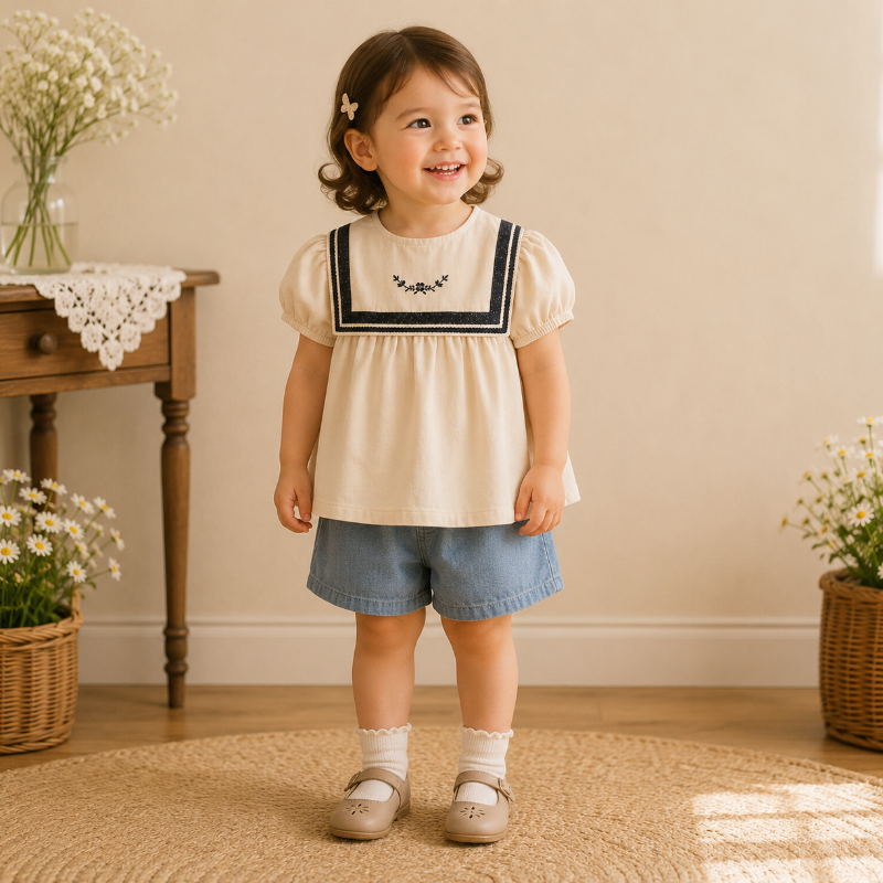 Girls Summer Fashion Top – Lekka i wygodna – bluzka dla dziewczynek w stylu vintage