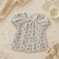Thumbnail for Vine Print Blouse – Lekka i urocza – dziecięca bluzka z bufiastymi rękawami
