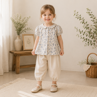 Thumbnail for Vine Print Blouse – Lekka i urocza – dziecięca bluzka z bufiastymi rękawami