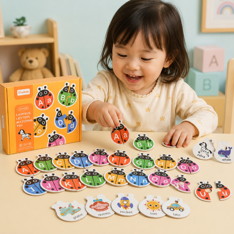 Wooden Letter Matching Game – Nauka i zabawa – Puzzle z alfabetem