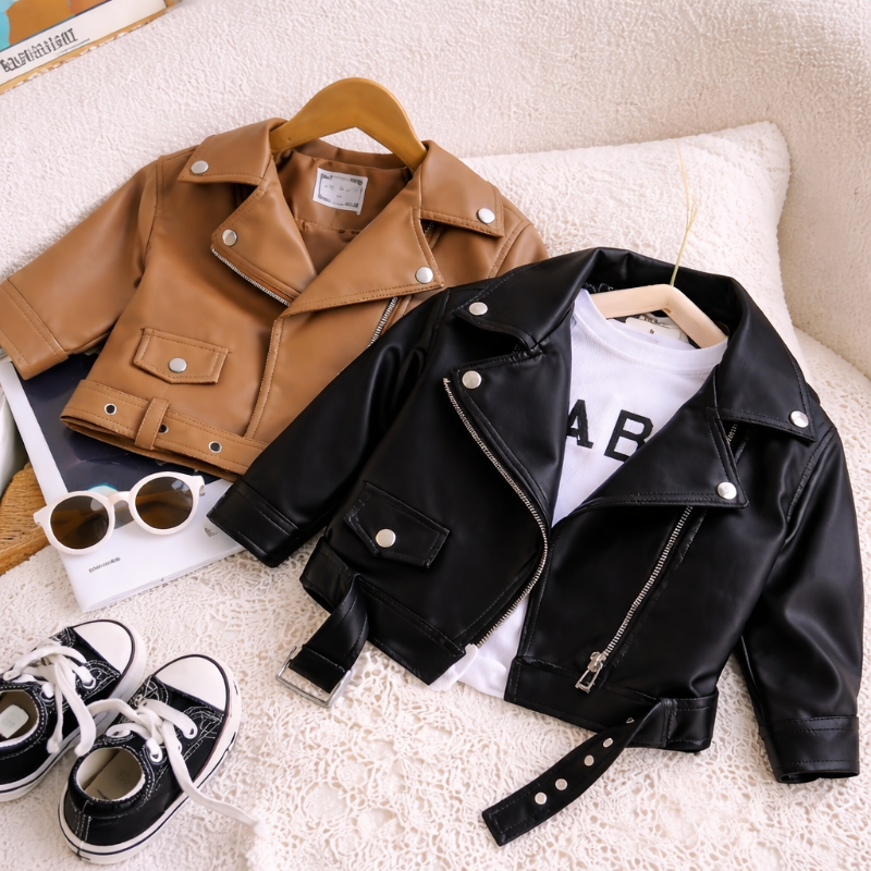 Girls Leather Jacket – Modna i stylowa – skórzana kurtka dla dzieci