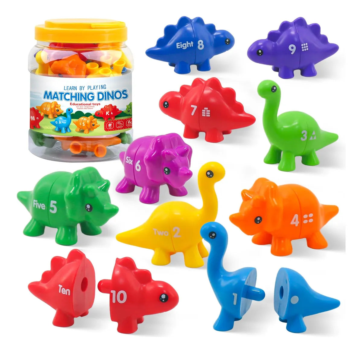 Matching Dino's – Zabawna i pouczająca - gra Dino z alfabetem i cyframi