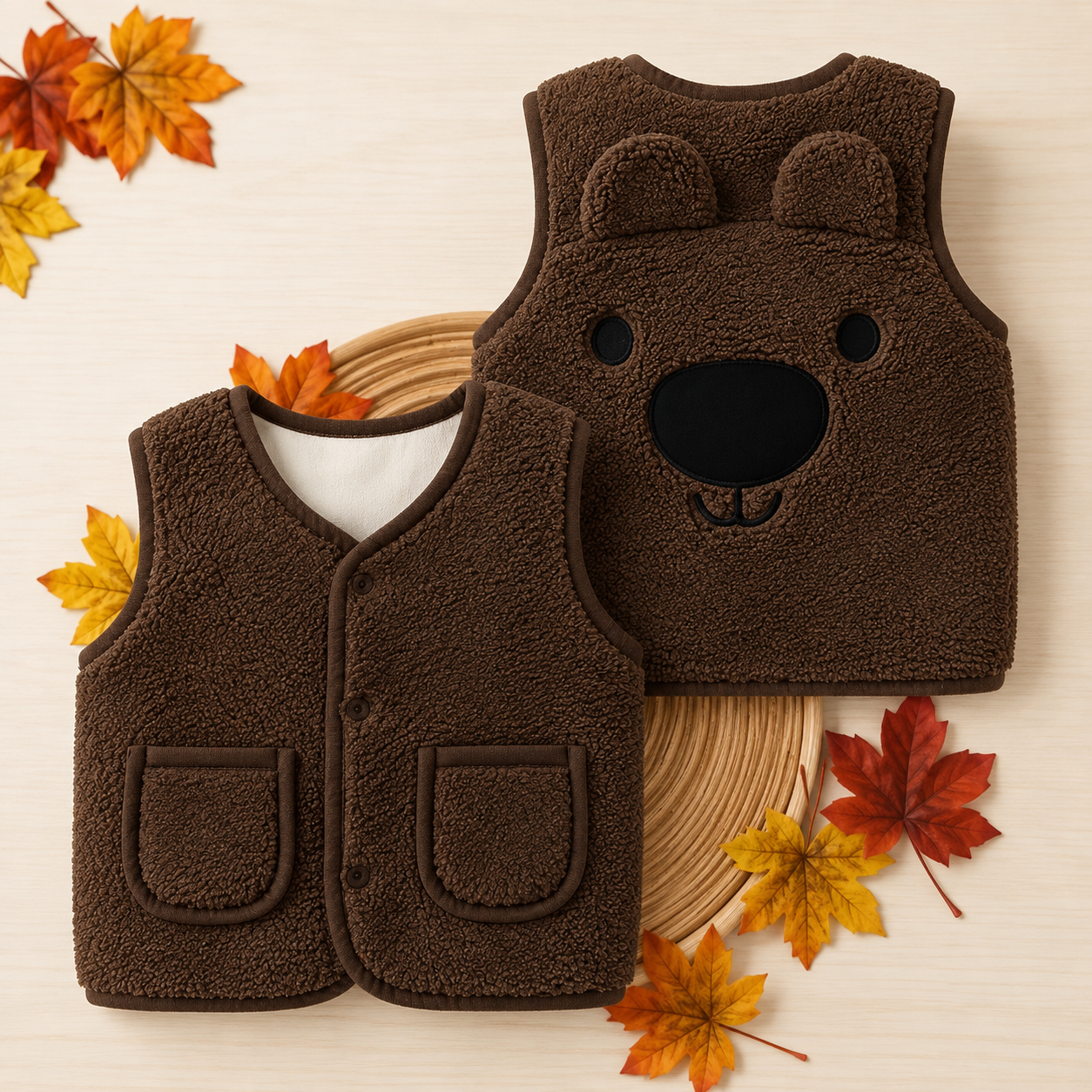 Baby Bear Fleece Vest – Ciepła i miękka – dziecięca kamizelka z motywem misia
