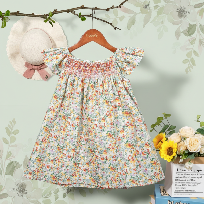 Floral Dress – Lekka i zwiewna – sukienka dla dziewczynek z falbanowymi rękawami