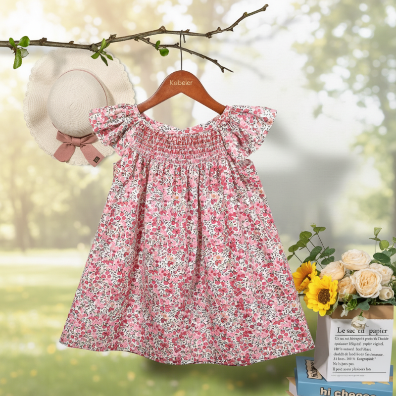 Floral Dress – Lekka i zwiewna – sukienka dla dziewczynek z falbanowymi rękawami