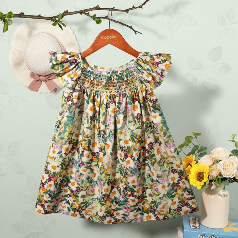 Floral Dress – Lekka i zwiewna – sukienka dla dziewczynek z falbanowymi rękawami