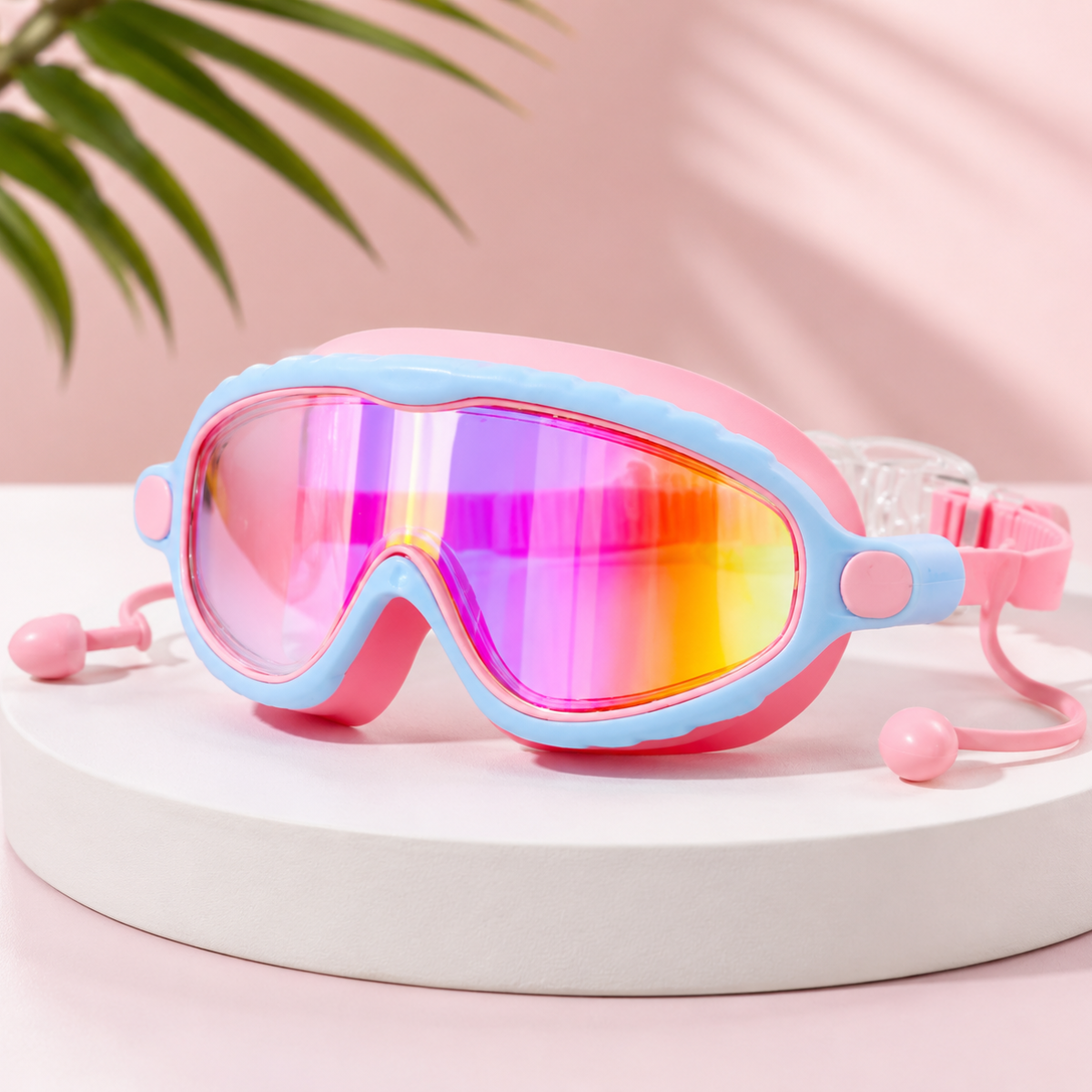 AquaVision – Regulowana ochrona przed kondensacją i promieniowaniem UV – silikonowe okulary pływackie z zatyczkami do uszu
