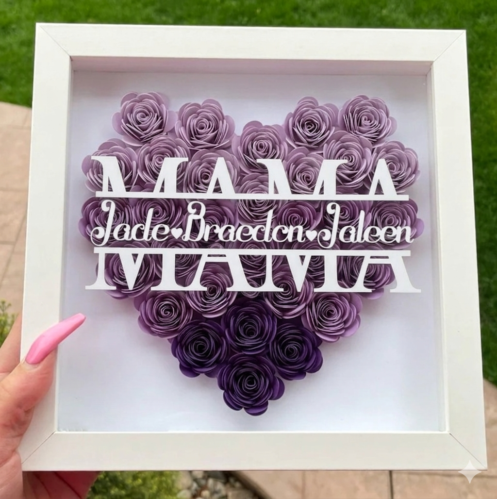 Personalized Rose Shadow Box – Wyjątkowy prezent na Dzień Matki – spersonalizowane pudełko z różami