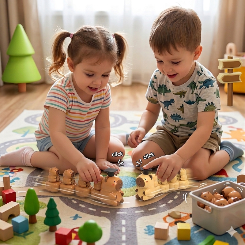 Capybara Train Toy – Zabawne i urocze – Ruchliwy pociąg