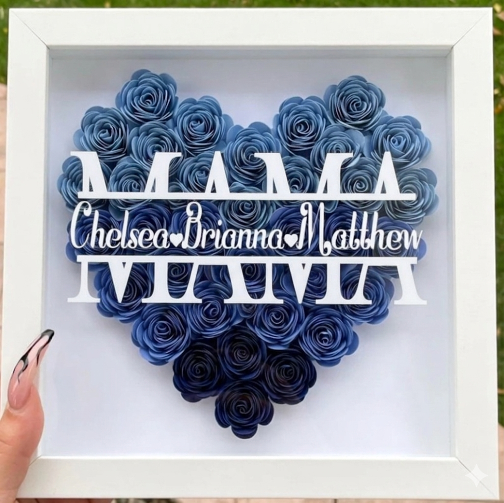 Personalized Rose Shadow Box – Wyjątkowy prezent na Dzień Matki – spersonalizowane pudełko z różami