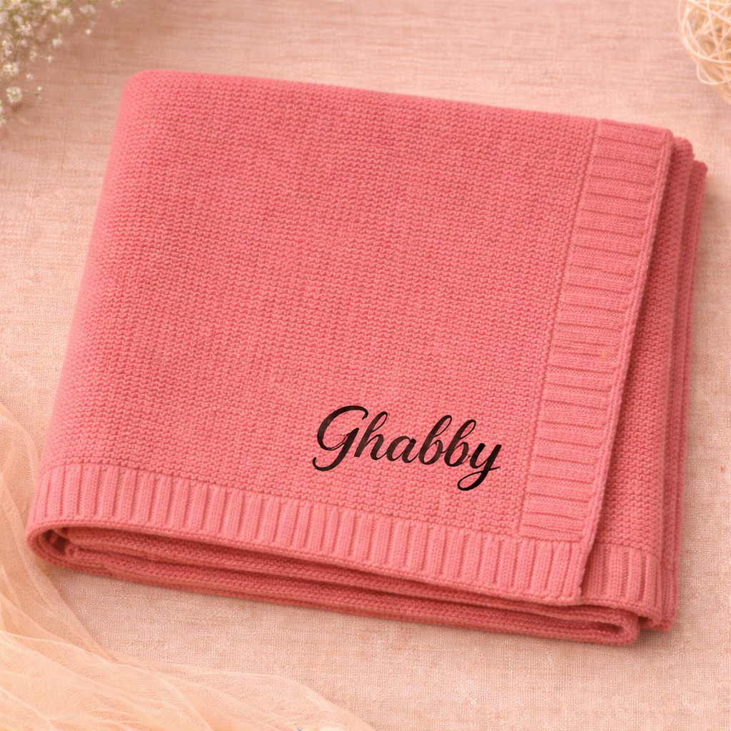 Personalized Baby Blanket – Miękki i wyjątkowy – bawełniany koc z indywidualnym haftem