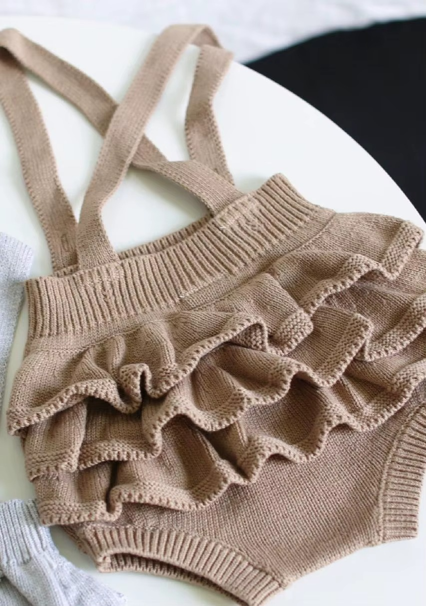 Mini Fashion™ - Śliczny dzianinowy dziecięcy romperKhaki romper
