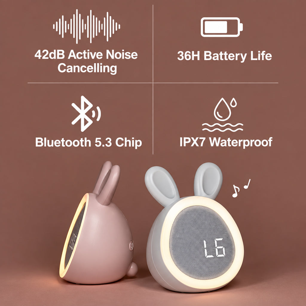 BunnyGlow – Uroczy i praktyczny – cyfrowy budzik dla dzieci z lampką nocną
