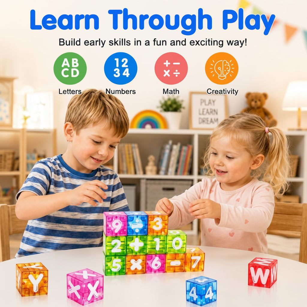 LearnCube – Edukacyjne i interaktywne – magnetyczne kostki z literami i cyframi