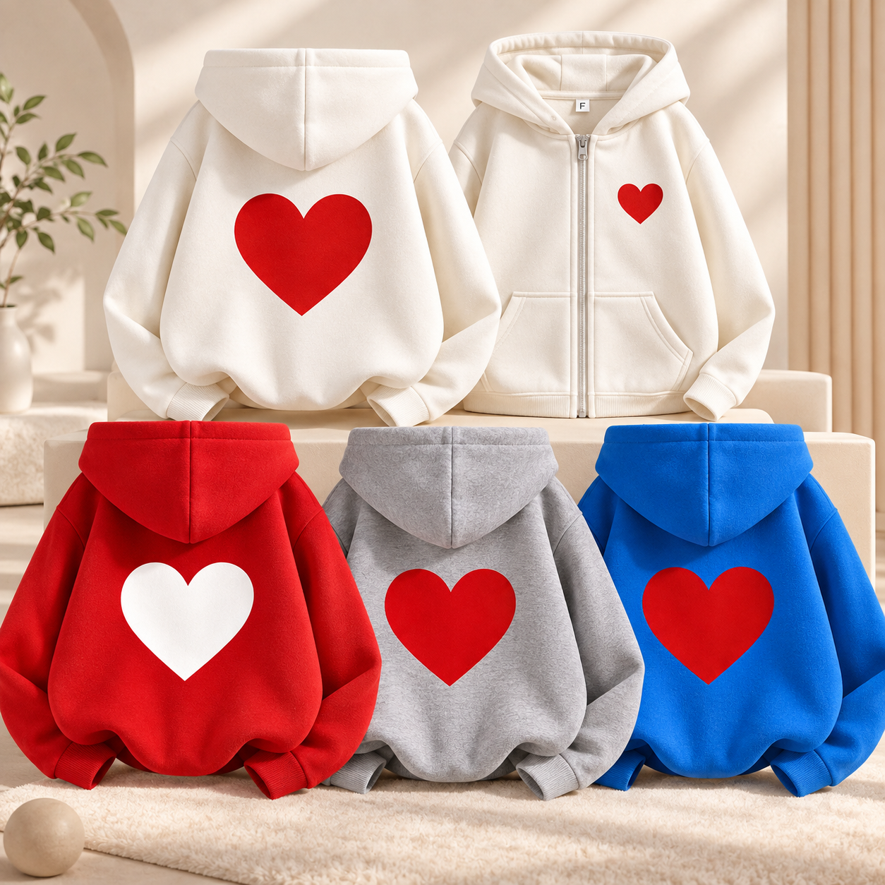 LittleLove – Delikatna i urocza – dziecięca bluza z kapturem z nadrukiem serduszek
