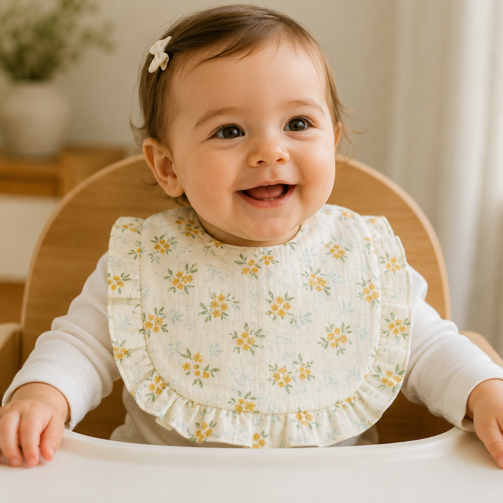 BabyBloom – Urocze i wygodne – śliniaczek dla niemowląt z falbaną