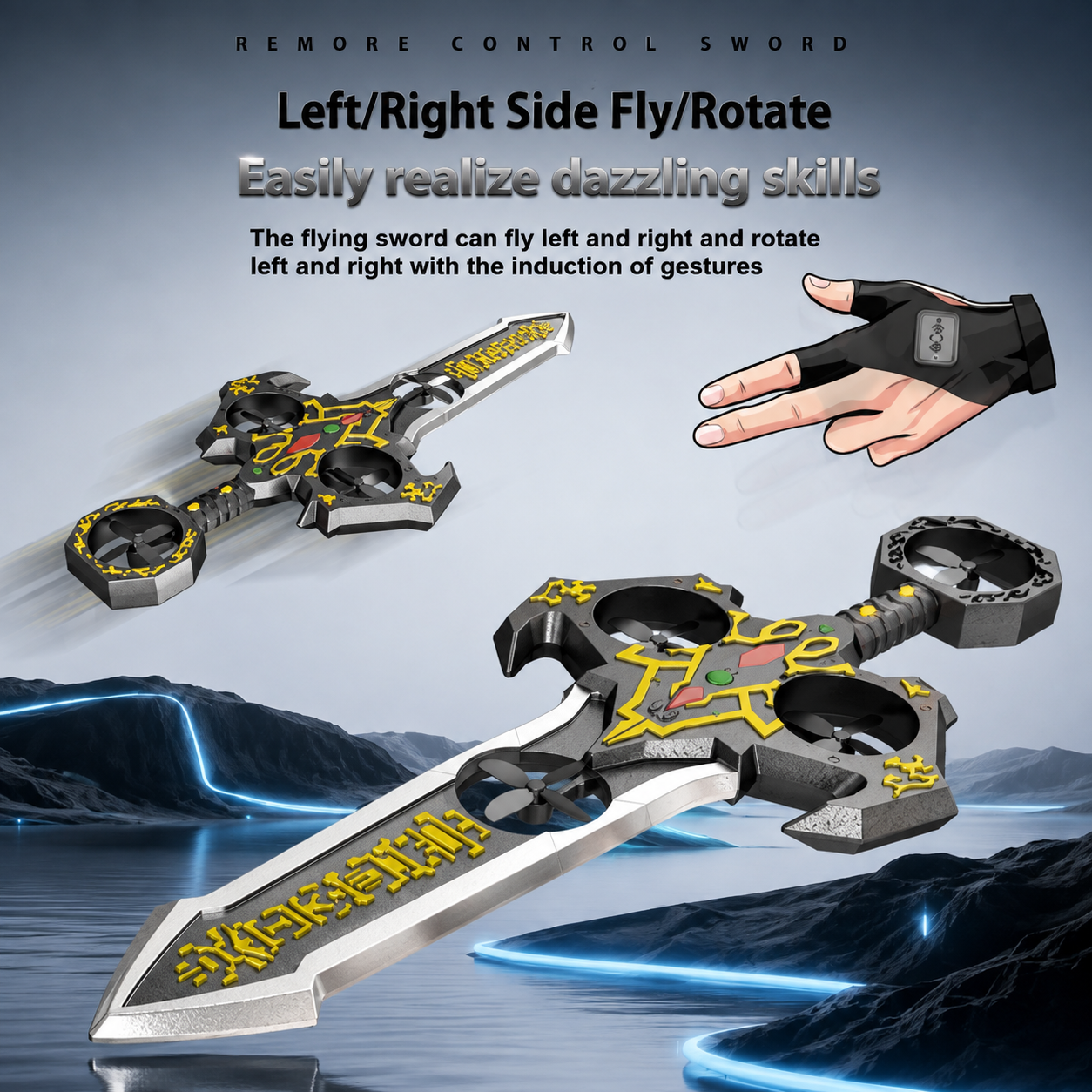 AirBlade – Zabawne i interaktywne – zdalnie sterowane zabawki latające z motywem miecza