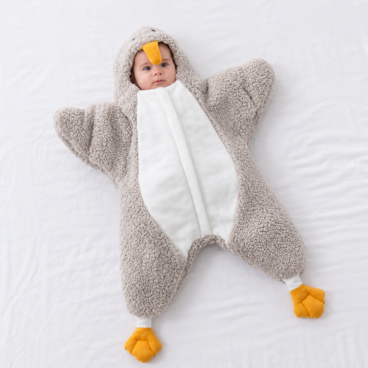 LittlePenguin – Miękki i ciepły – kombinezon-śpiworek dla niemowląt „Mały pingwin”