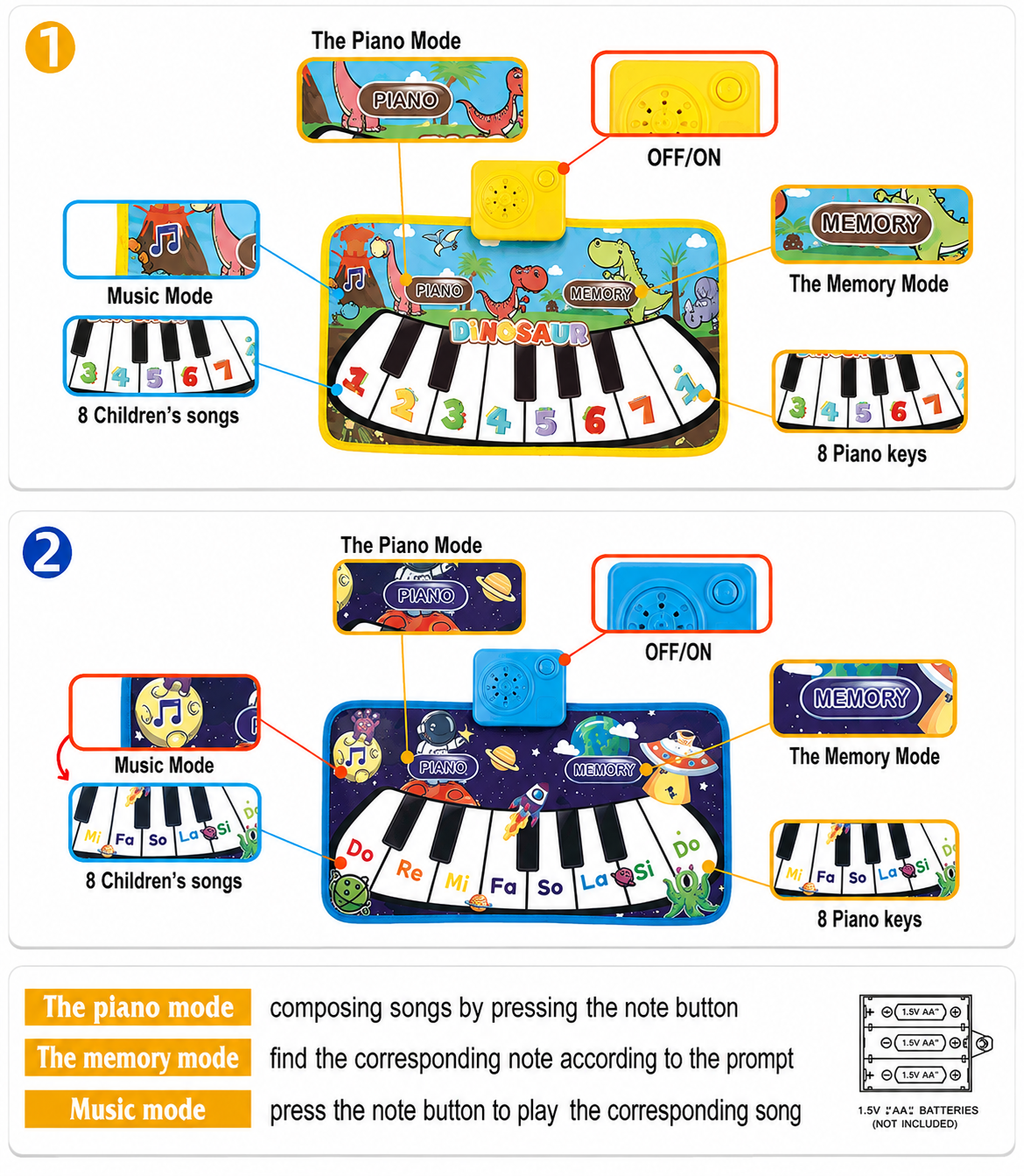 LittleComposer – Edukacyjne i muzyczne – mata do zabawy „Baby Piano”