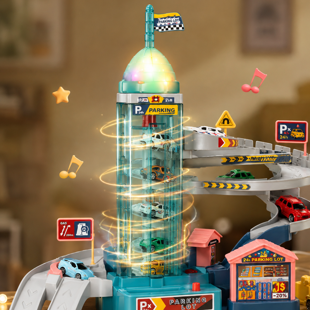AutoWorld – Edukacyjny i interaktywny – zestaw do zabawy „Elektryczny parking wielopoziomowy”