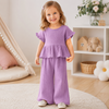 SoftCharm – Elegancki i wygodny – zestaw dla dziewczynek z bluzką z falbanami i długimi spodniami