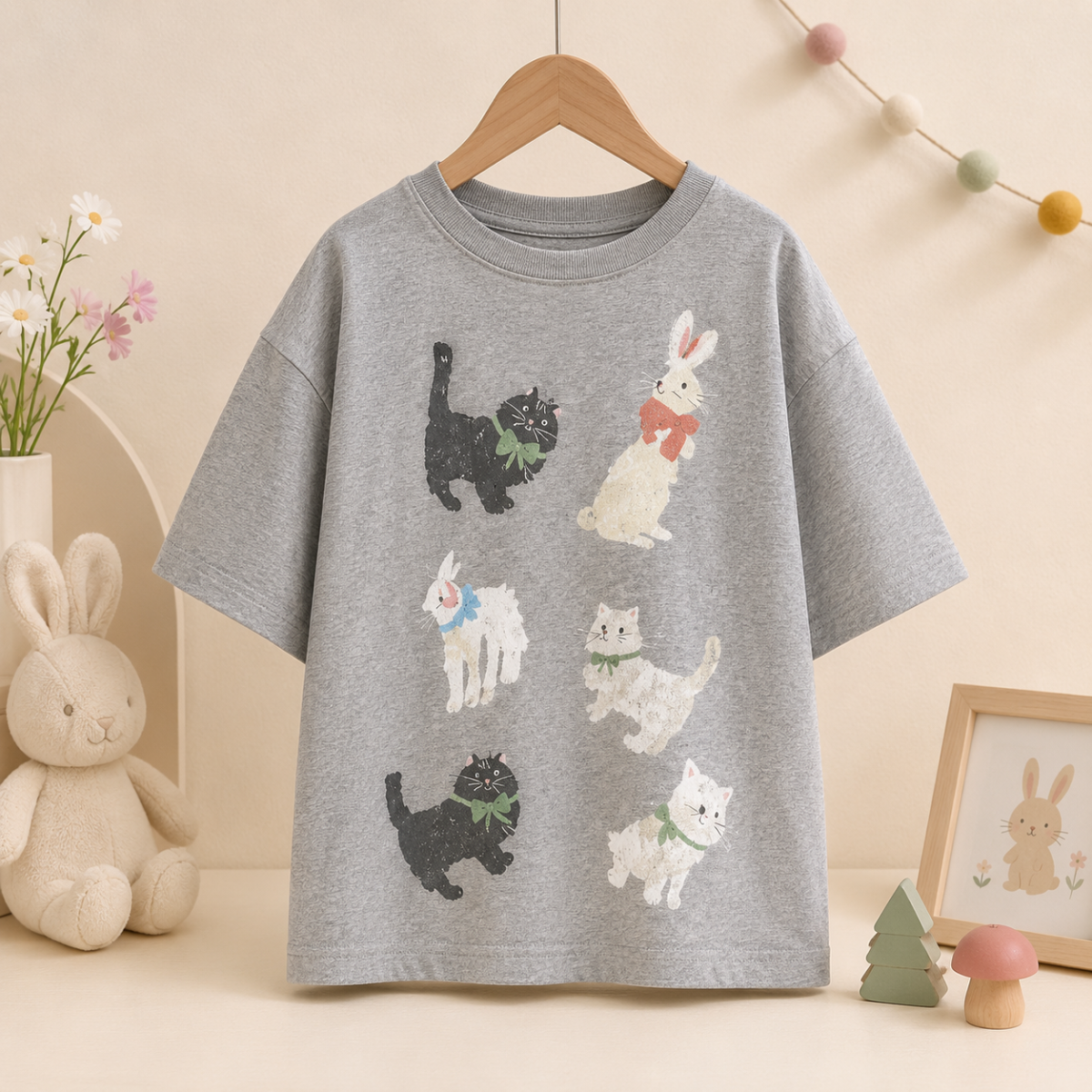 CatFun – Styl swobodny i figlarny – koszulka oversize z nadrukiem kotów