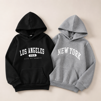 Thumbnail for MiniUrban – Przytulny i stylowy – sweter z kapturem i nadrukiem „Los Angeles/New York”