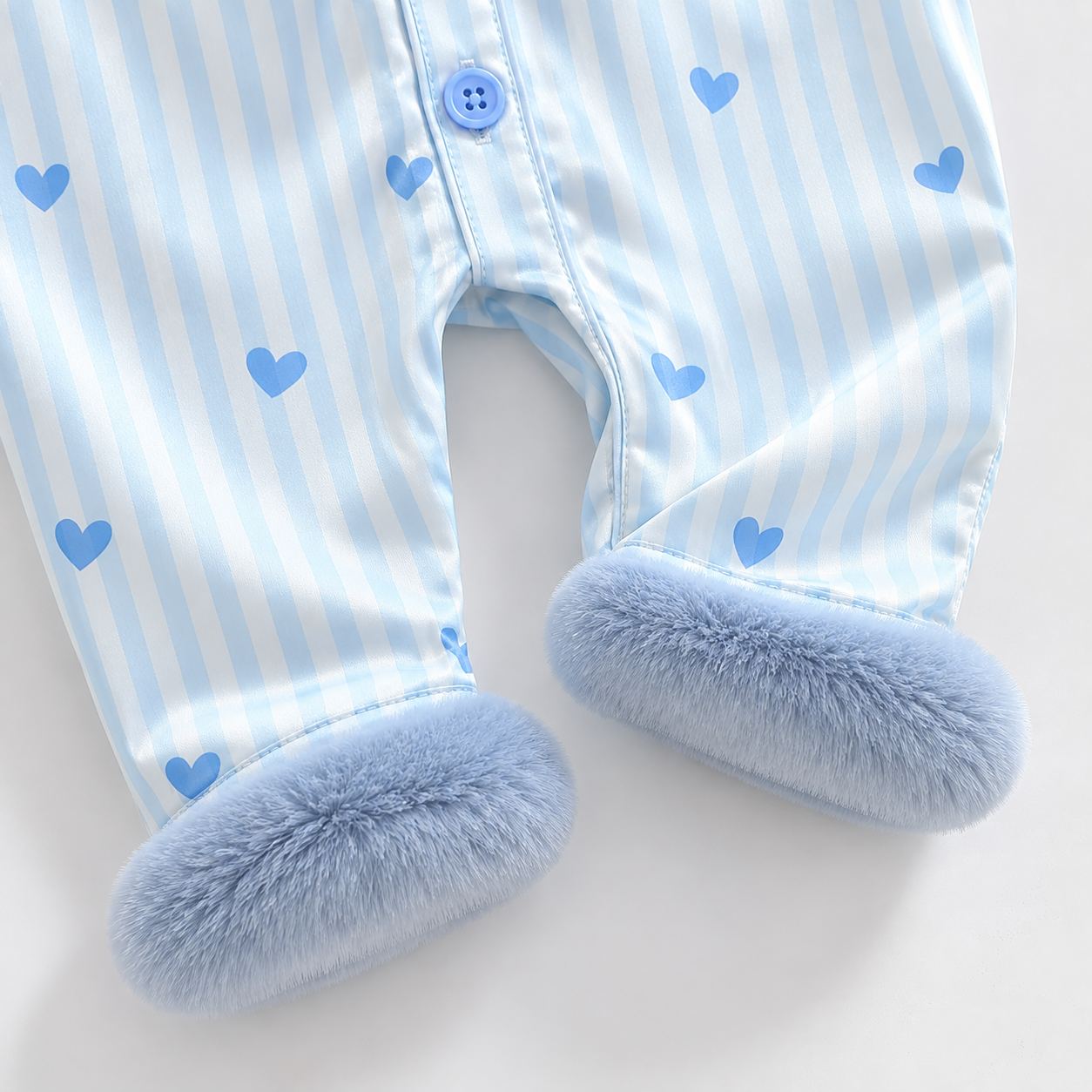 TinyLove – Miękkie i ciepłe – kombinezon dla niemowląt z nadrukiem w serduszka i pluszowymi detalami