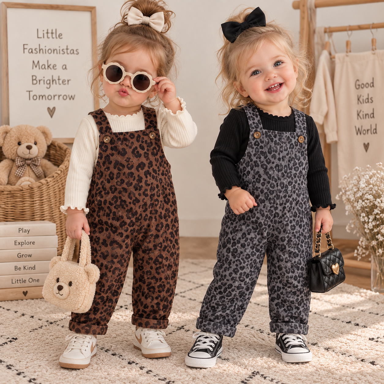 LeopardChic – Modne i wygodne – dziewczęce ogrodniczki w panterkę