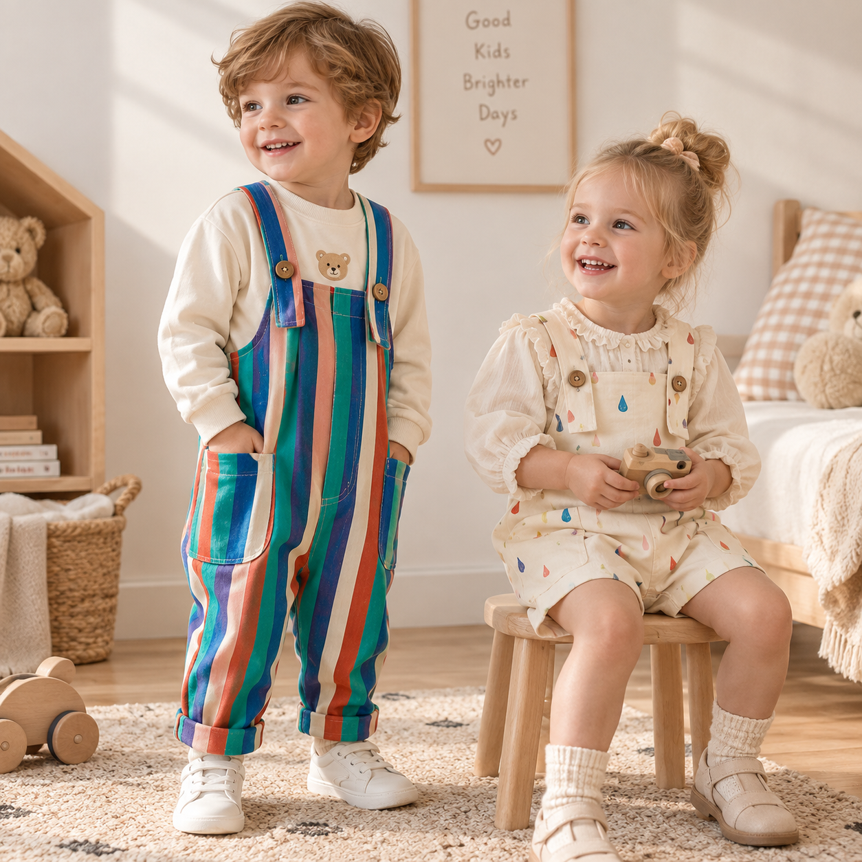 TinyStyle – Zabawne i wygodne – dziecięce ogrodniczki z nadrukiem