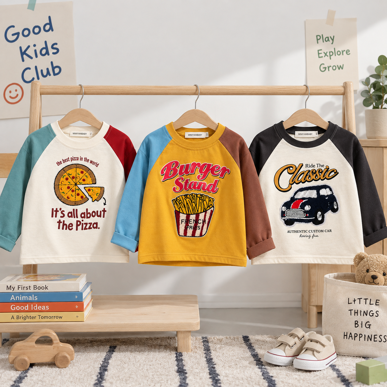 LittleRetro – Stylowe i modne – dziecięca koszulka z długim rękawem i nadrukiem graficznym