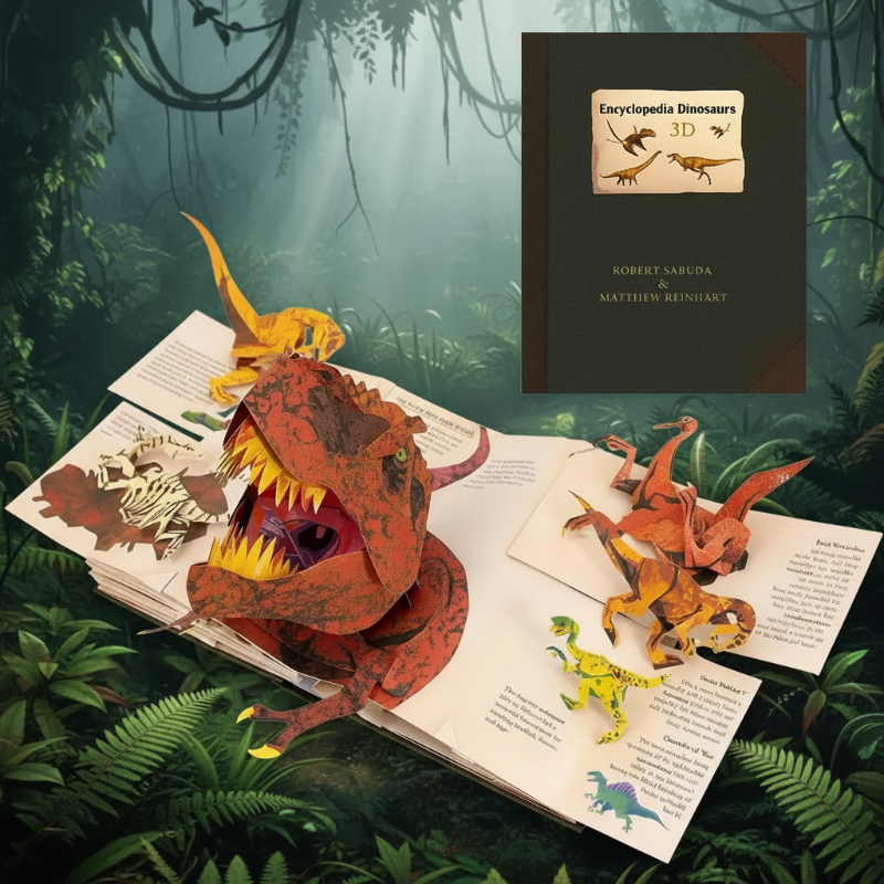 JurassicKids – Ekscytująca i edukacyjna – encyklopedia dinozaurów 3D w formie książki z wyskakującymi ilustracjami