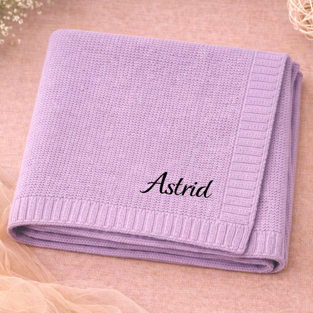 Personalized Baby Blanket – Miękki i wyjątkowy – bawełniany koc z indywidualnym haftem