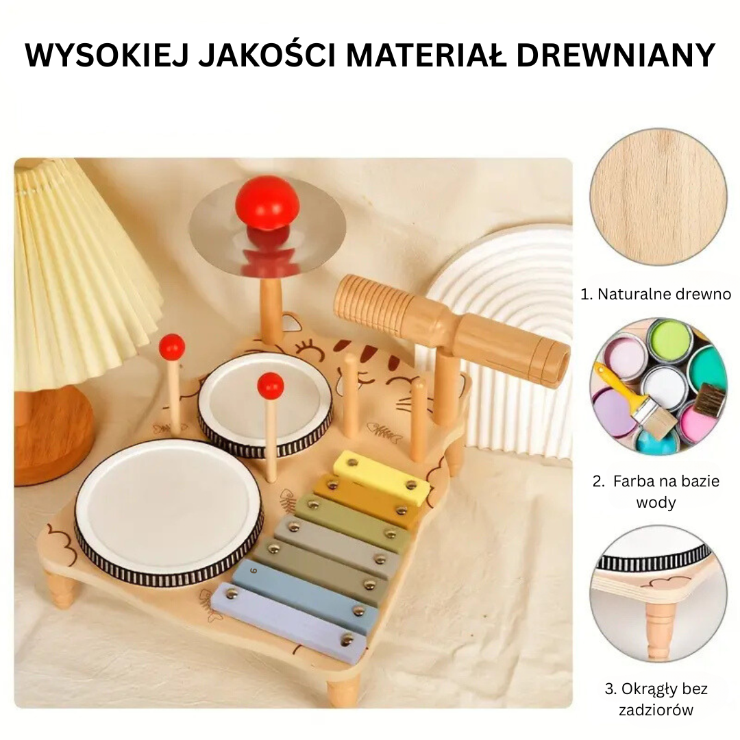 Woods – Muzyczne i edukacyjne – drewniany zestaw perkusyjny dla małych dzieci