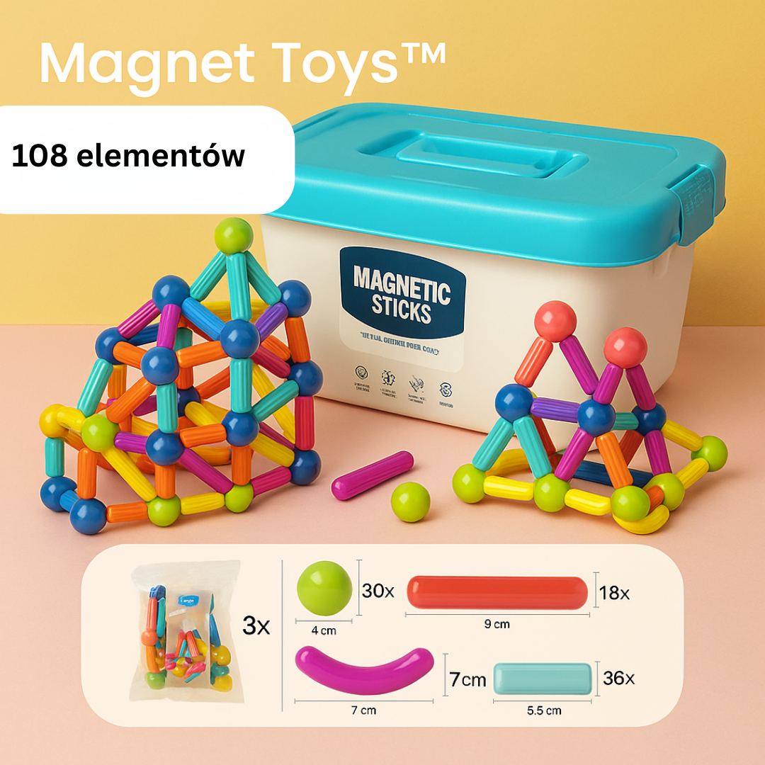 Magnet Toys™ - Pałeczki magnetyczne - Rozwijanie kreatywności