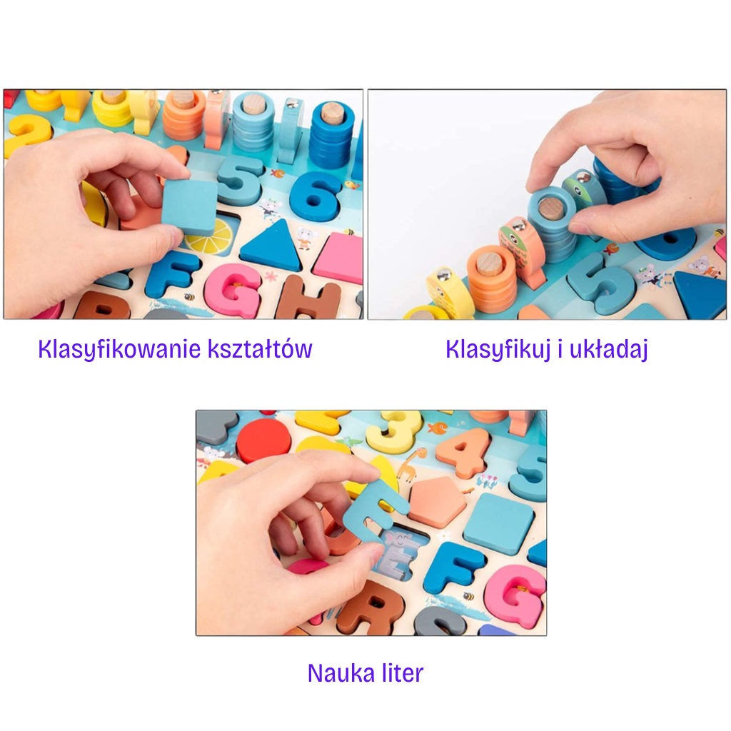 Woods™ - Drewniana tablica z cyframi i literami - Zabawki Montessori