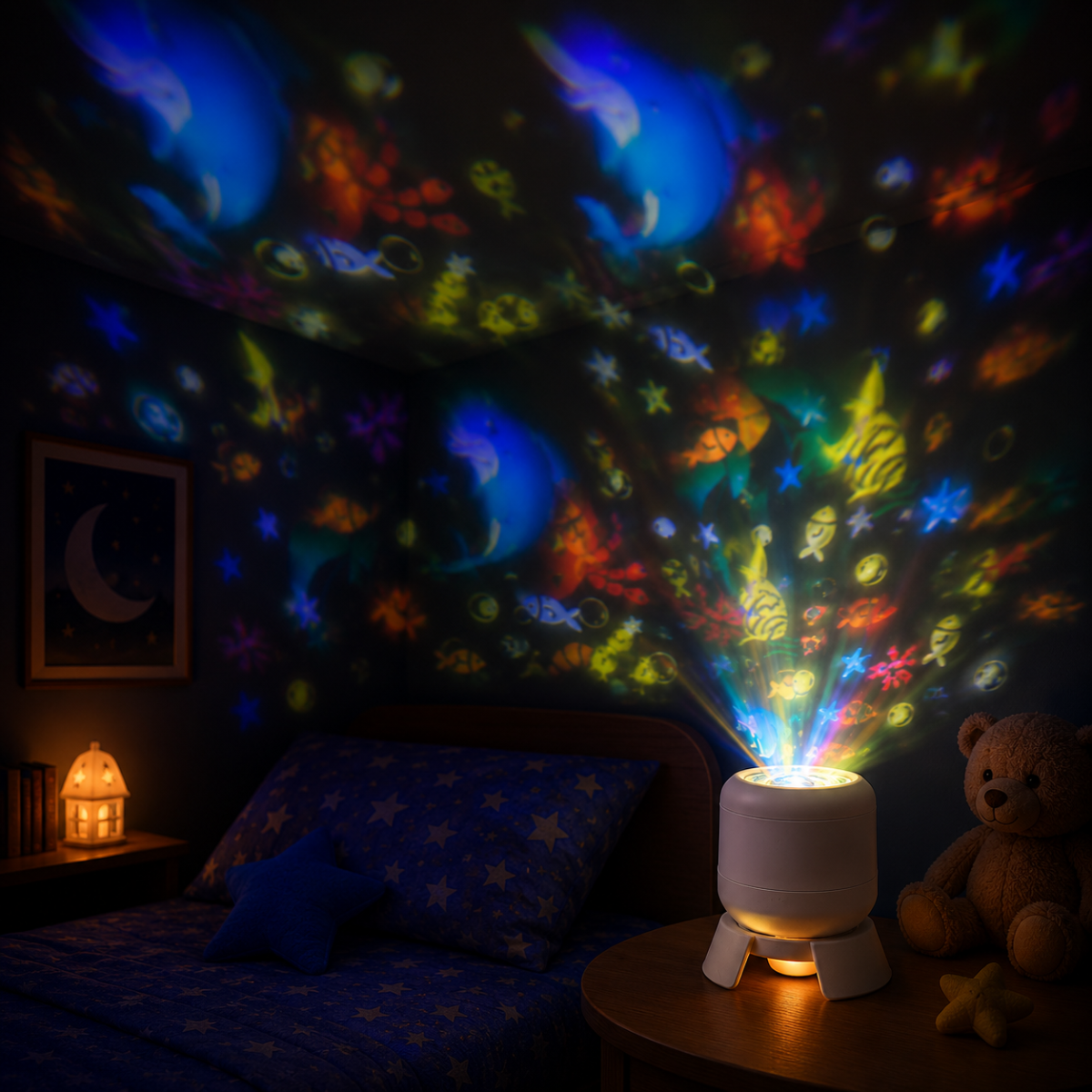 SeaDream – Zabawa i nauka – obrotowa lampka nocna LED 360°