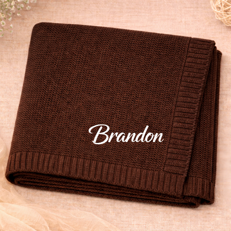 Personalized Baby Blanket – Miękki i wyjątkowy – bawełniany koc z indywidualnym haftem